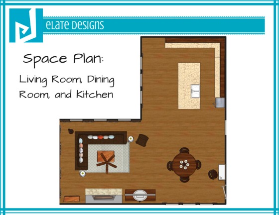Ashley Hutchinson space plan living room dining room and kitchen